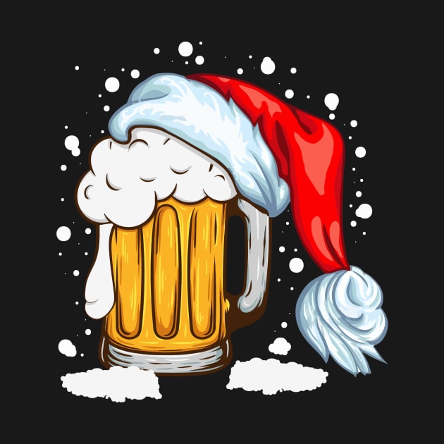 Christmas T-shirt Christmas beer in a Santa hat by Crazy.Prints.Store