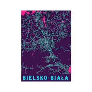 Bielsko-Biała Neon City Map, Bielsko-Biała Minimalist City Map Art Print T-Shirt