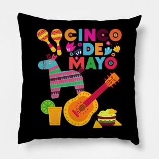 Cinco De Mayo Fun colorful celebration fifth may Mexican style cactus piñata Sombrero Pillow