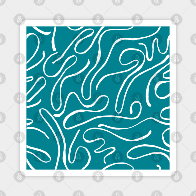 Teal Blue Squiggle Pattern Magnet by Kanary And Co
