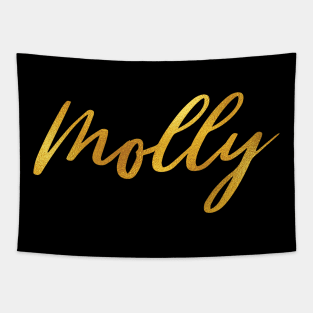 Molly Name Hand Lettering in Faux Gold Letters Tapestry