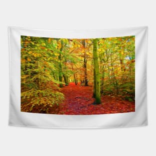 Autumn Woodland with Artistic Texture Tapestry