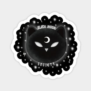 Black cat black moon society Magnet