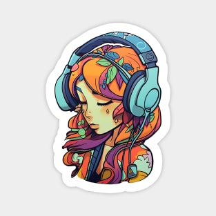 Cute headphone anime girl Magnet