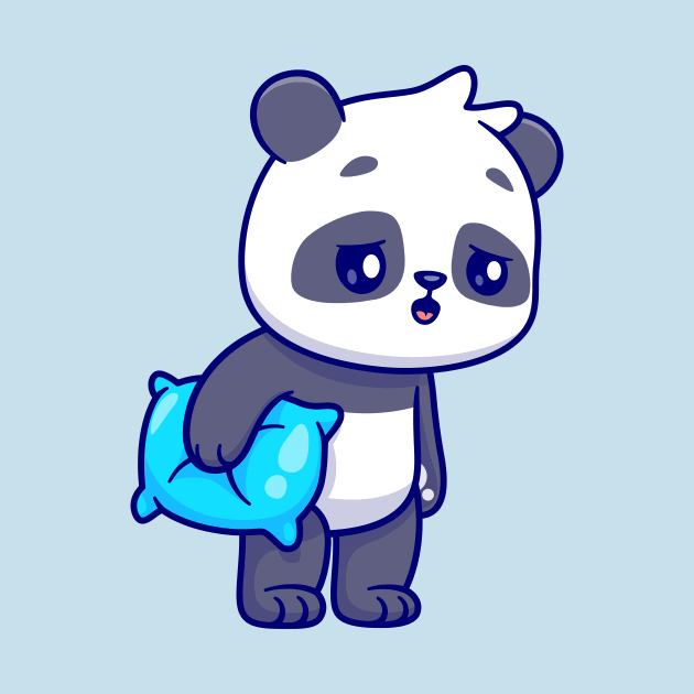 Cute Panda Sleepy Holding Pillow Cartoon by Catalyst Labs