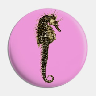 BLACK WHITE SEAHORSE IN PINK LILAC Sea Life Drawing Pin