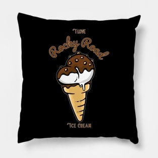 I Love Rocky Road Ice Cream Pillow