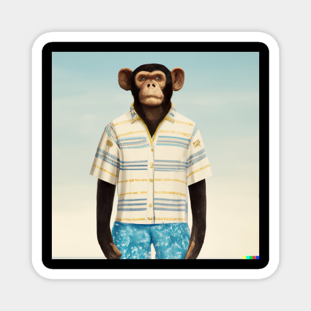 Monkey with Human Clothing Design Funky and colorful Magnet by Eternal Experience