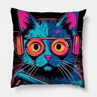 80s Cat Style Pillow