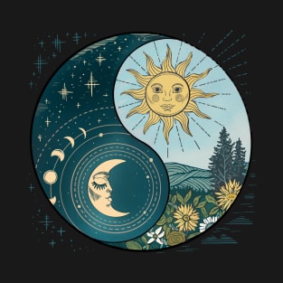 Yin Yang Sun and Moon Celestial Harmony T-Shirt
