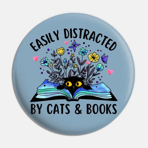 Easily Distracted by Cats and Books Pin by Hypnotic Highs