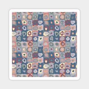 Summer Breeze  - Retro Geometric Wobbly Square Grid Pattern Magnet