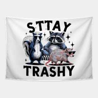 Raccoon Trash Panda Quote Stay Trashy Tapestry