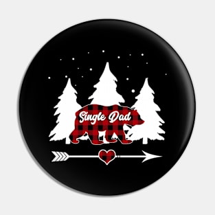 Single Dad Bear Buffalo Plaid Christmas Matching Family Pajama Pin