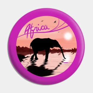 Africa Elephant Silhouette Artwork Pin