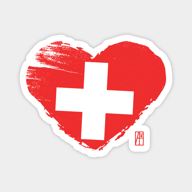 I love my country. I love Switzerland. I am a patriot. In my heart, there is always the flag of Switzerland Magnet by ArtProjectShop