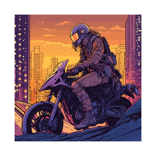 Cool biker futuristic landscape by TVEX19