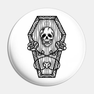 Dead Roses Skull Tattoo Design Pin