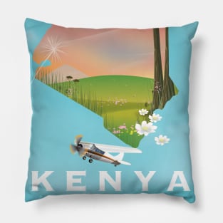 Beautiful Kenya map travel poster Pillow