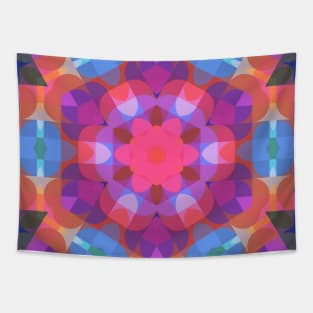 Retro Mandala Flower Pink Blue and Purple Tapestry