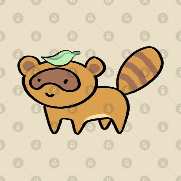 Cute raccoon with leaf cartoon by ballooonfish