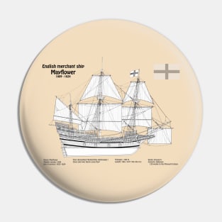 Mayflower plans. America 17th century Pilgrims ship - SBpng Pin