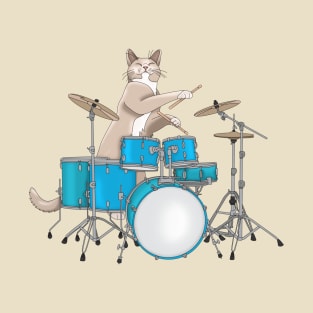 Cat Playing Drums T-Shirt