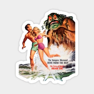 REVISTANGO #49 - The Curse of Desire’s Dream Girl—Beach Lovers Attacked by Green Sea Demon Under Neon Moonlight in 1950s Pulp Fantasy Horror Scene Magnet