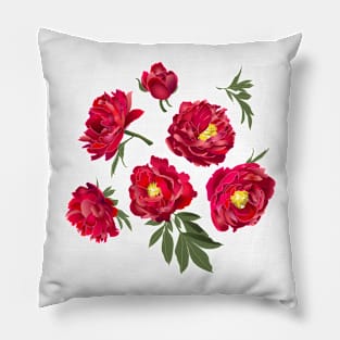 red peony on white Pillow
