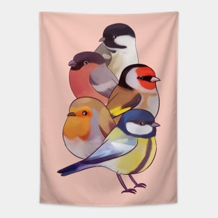 Cute European birds illustration Tapestry