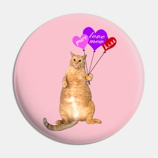 For Light Background, Valentine Balloon Cat Pin