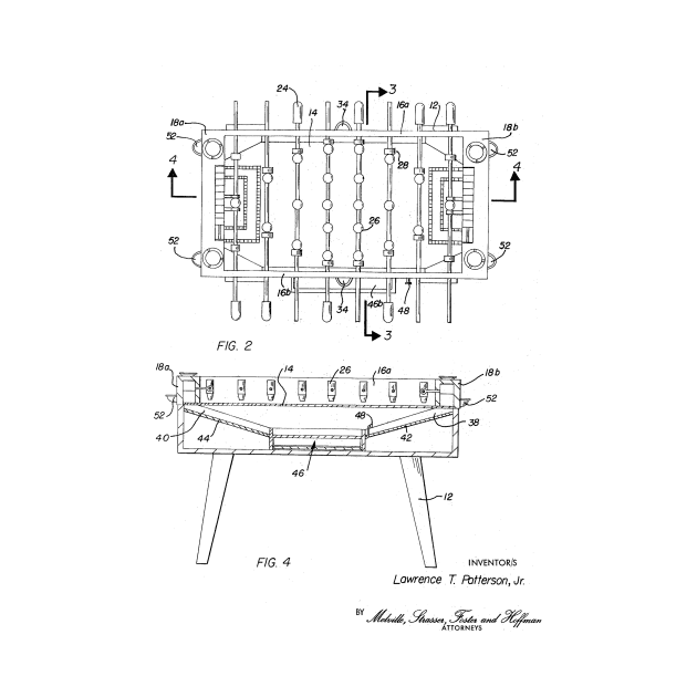 Soccer Table Vintage Patent Hand Drawing by TheYoungDesigns