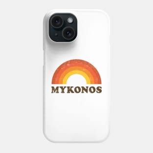 Vintage Mykonos Greece Souvenir 60s Style Retro Rainbow Phone Case