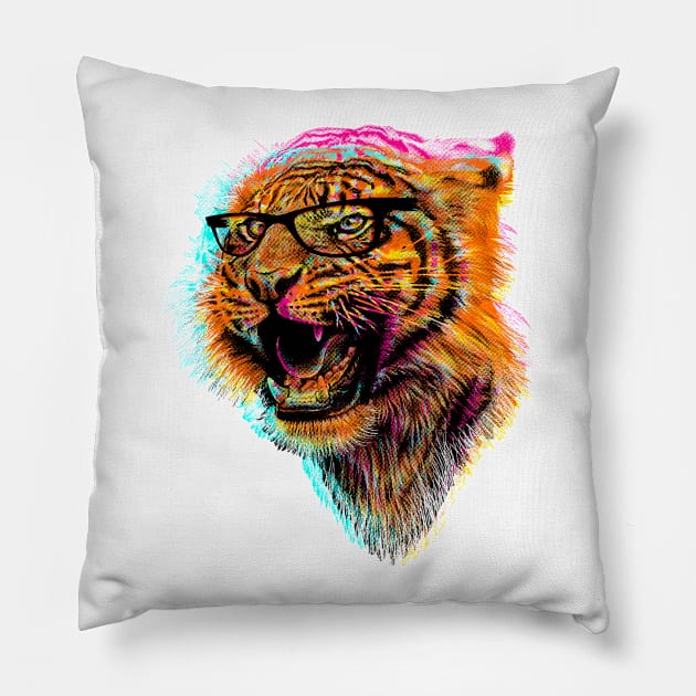 Genius Tiger Pillow by clingcling