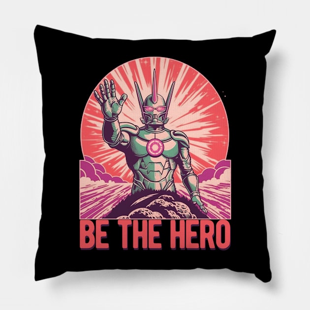 Ultraman "Be The Hero" Propaganda Retro Style Pillow by TOKEBI