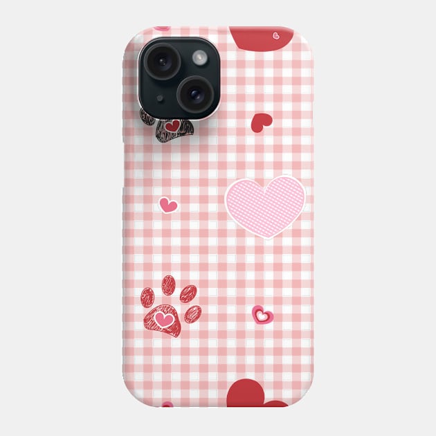 Plaid pattern baby pink with Valentine's Day concept Phone Case by GULSENGUNEL