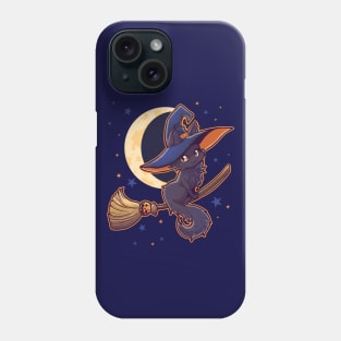 black cat witch for halloween furry chibi anime Phone Case