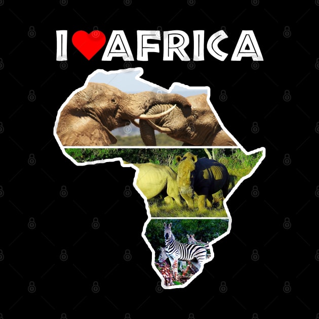 I Love Africa Wildlife Collage Map by PathblazerStudios