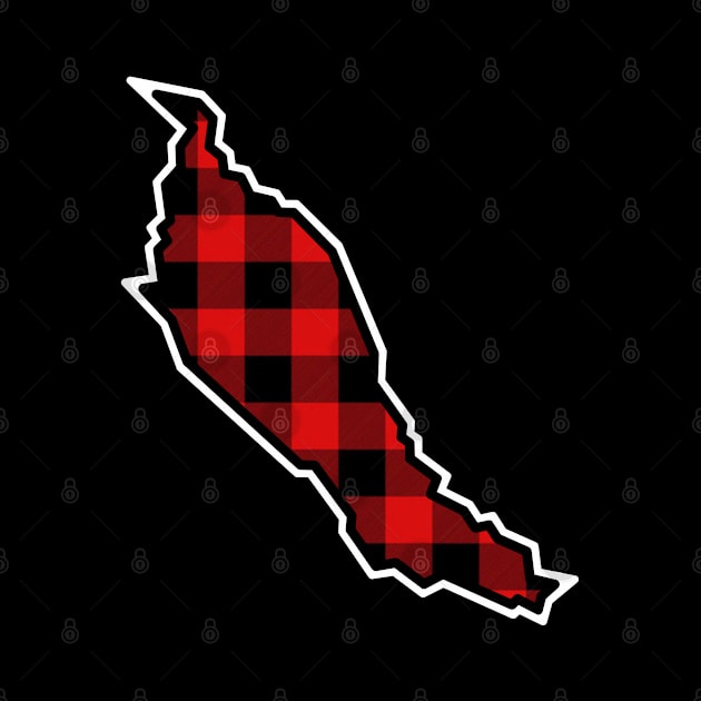 Denman Island Silhouette in Red and Black Plaid - Gulf Islands Gift - Denman Island by Bleeding Red Paint