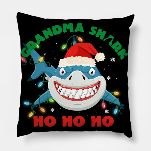 Grandma Shark Ho Ho Ho Christmas Pillow by mckinney