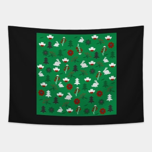 Christmas joy with little rabbits Tapestry