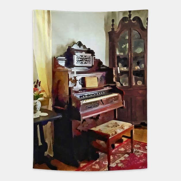 Music - Organ in Victorian Parlor With Vase Tapestry by SusanSavad