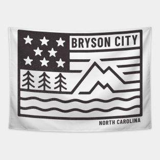 Visiting NC Mountain Cities Bryson, NC Flag Tapestry