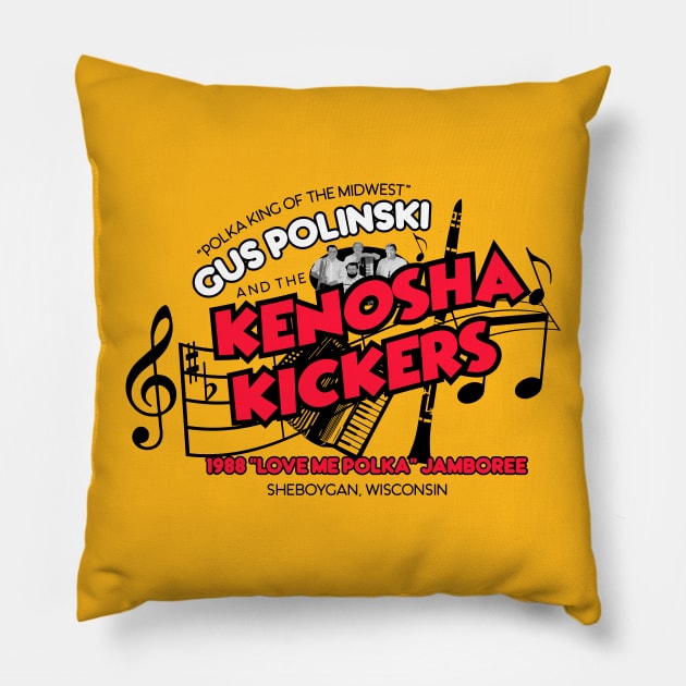 Gus Polinski and the Kenosha Kickers Pillow by Sharkshock