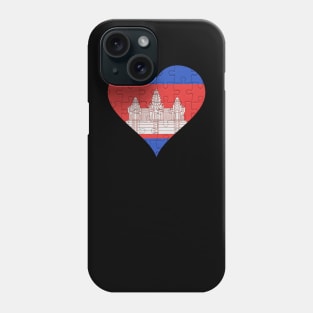 Cambodian Jigsaw Puzzle Heart Design - Gift for Cambodian With Cambodia Roots Phone Case