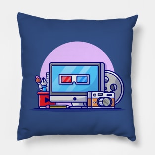 Multimedia Cartoon Vector Icon Illustration Pillow