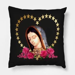 Our Lady of Guadalupe Mexican Virgin Mary Mexico Tilma BLK Pillow