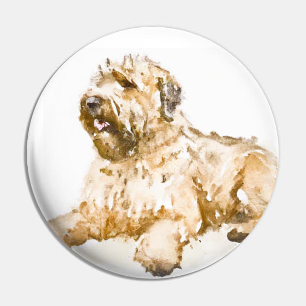 Watercolor Soft Coated Wheaten Terrier - Dog Lovers Pin by Edd Paint Something