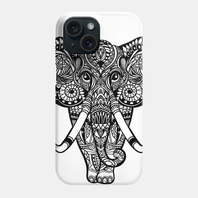 Vintage graphic vector Indian lotus ethnic elephant. African tribal ornament. Phone Case by 9georgeDoodle