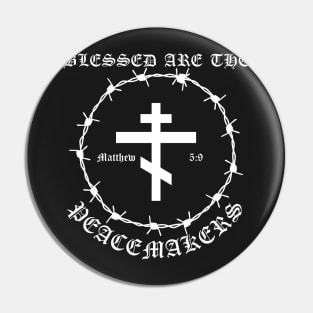 Blessed Are The Peacemakers Matthew 5:9 Orthodox Cross Barbed Wire Punk Pocket Pin